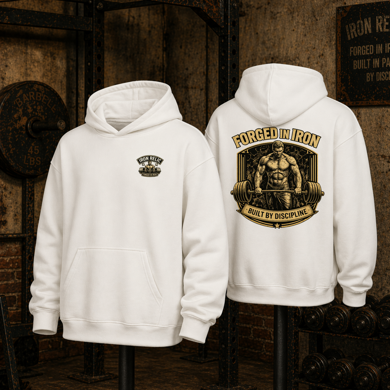 FORGED IN IRON Oversized Hoodie Herren | Oldschool Gymwear