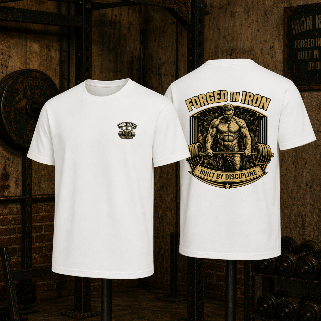 FORGED IN IRON T-Shirt Herren | Oldschool Gymwear