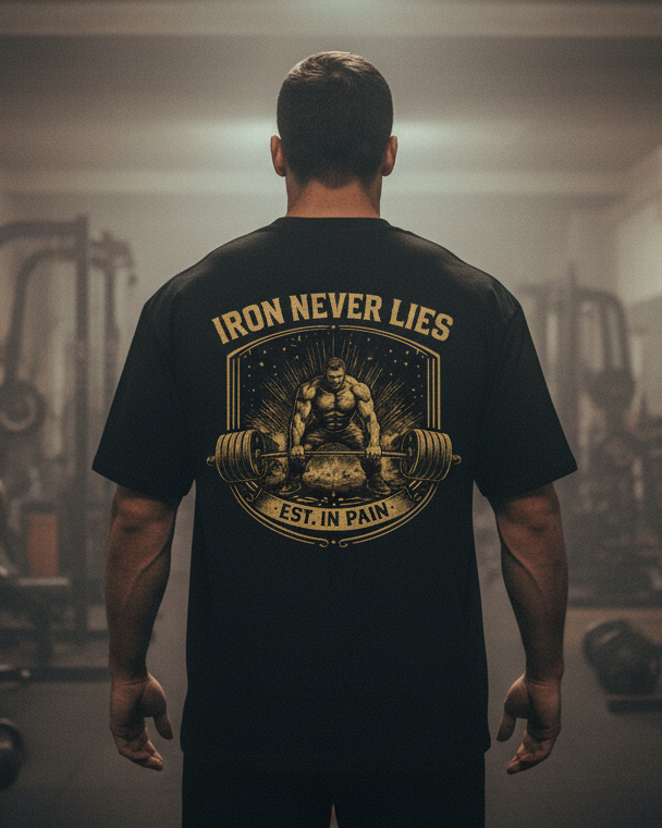 IRON NEVER LIES Oversized T-Shirt Herren | Oldschool Gymwear