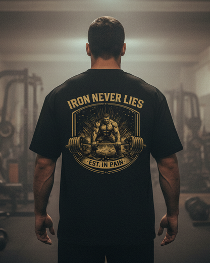 IRON NEVER LIES Oversized T-Shirt Herren | Oldschool Gymwear