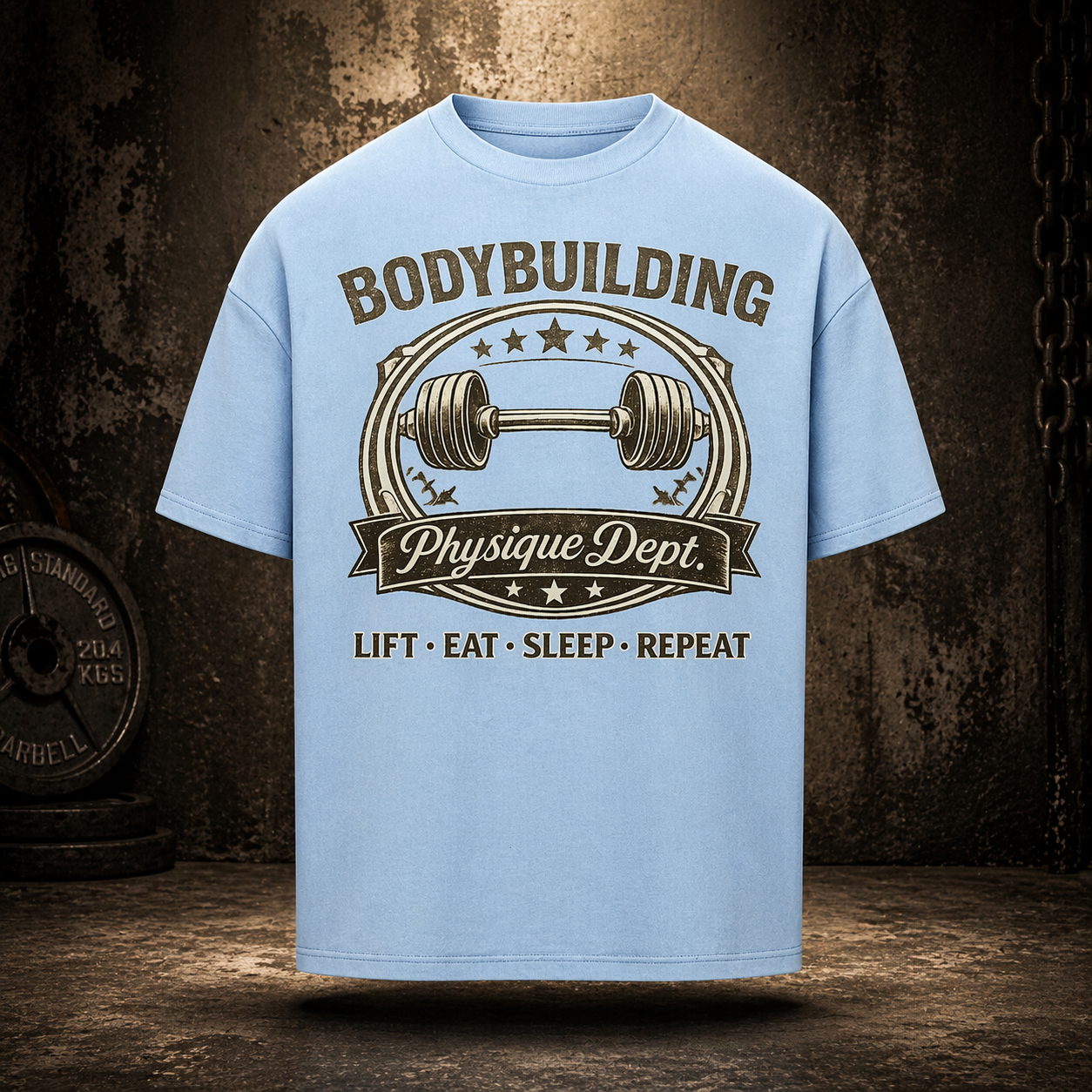 Oversized T-Shirt Herren Bodybuilding Vintage Print