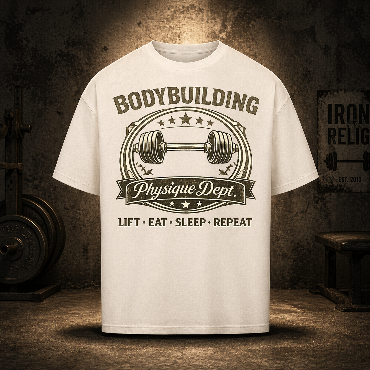 Oversized T-Shirt Herren Bodybuilding Vintage Print