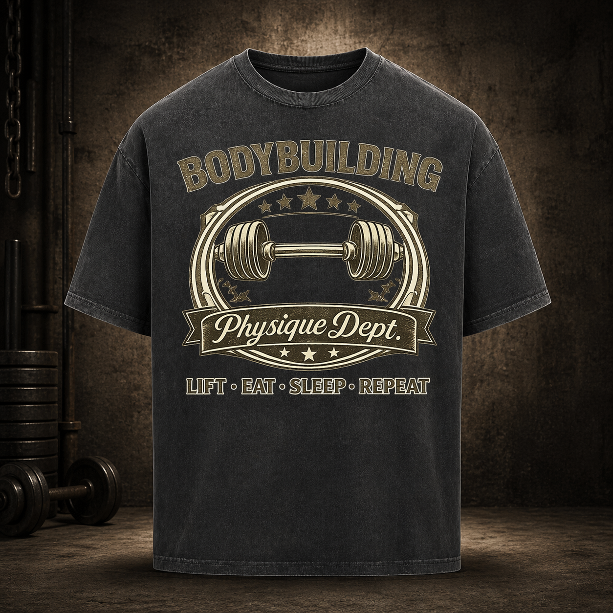 Oversized T-Shirt Herren Bodybuilding Vintage Print