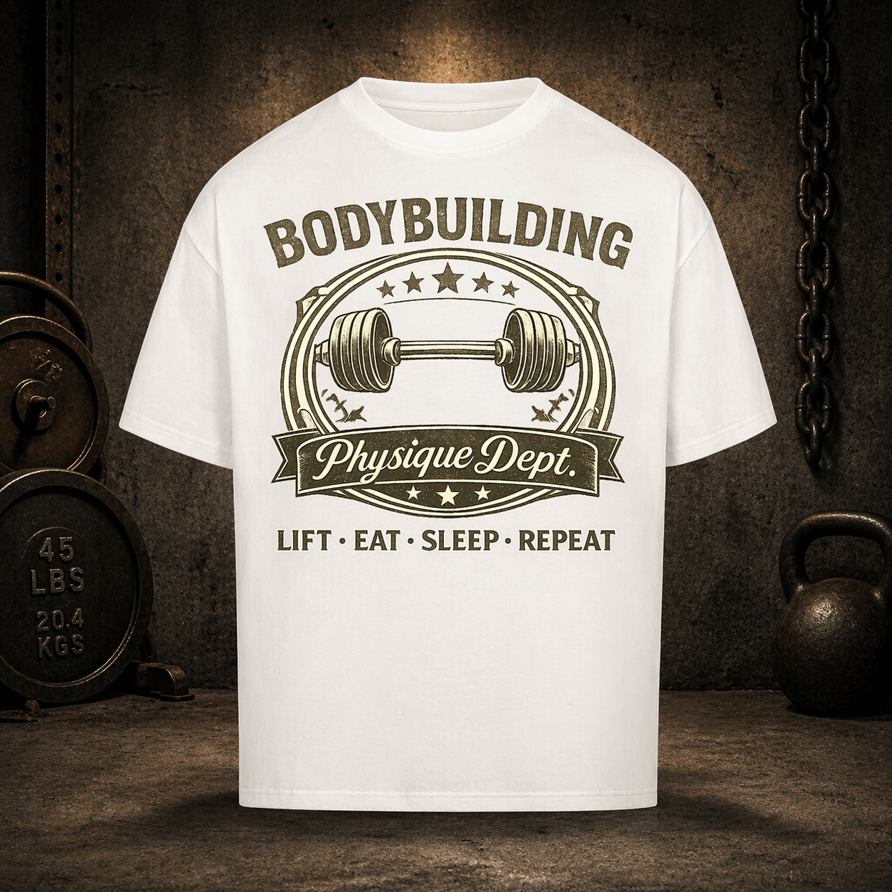 Oversized T-Shirt Herren Bodybuilding Vintage Print
