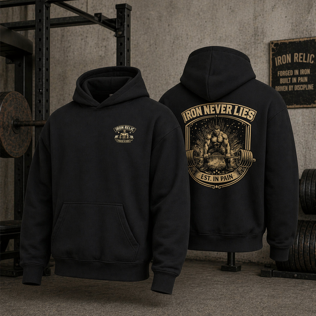 IRON NEVER LIES Oversized Hoodie Herren | Oldschool Gymwear
