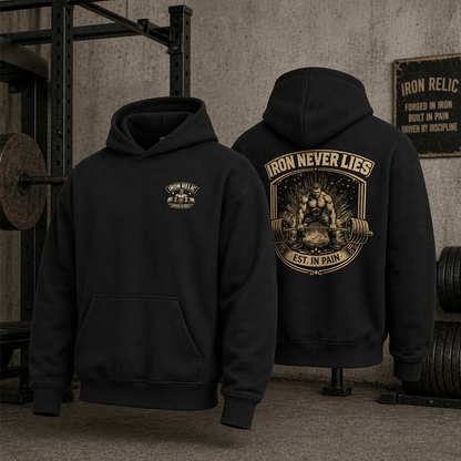IRON NEVER LIES Oversized Hoodie Herren | Oldschool Gymwear