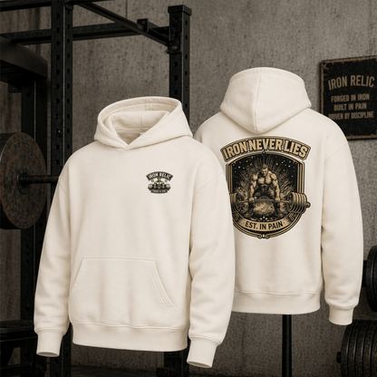 IRON NEVER LIES Oversized Hoodie Herren | Oldschool Gymwear