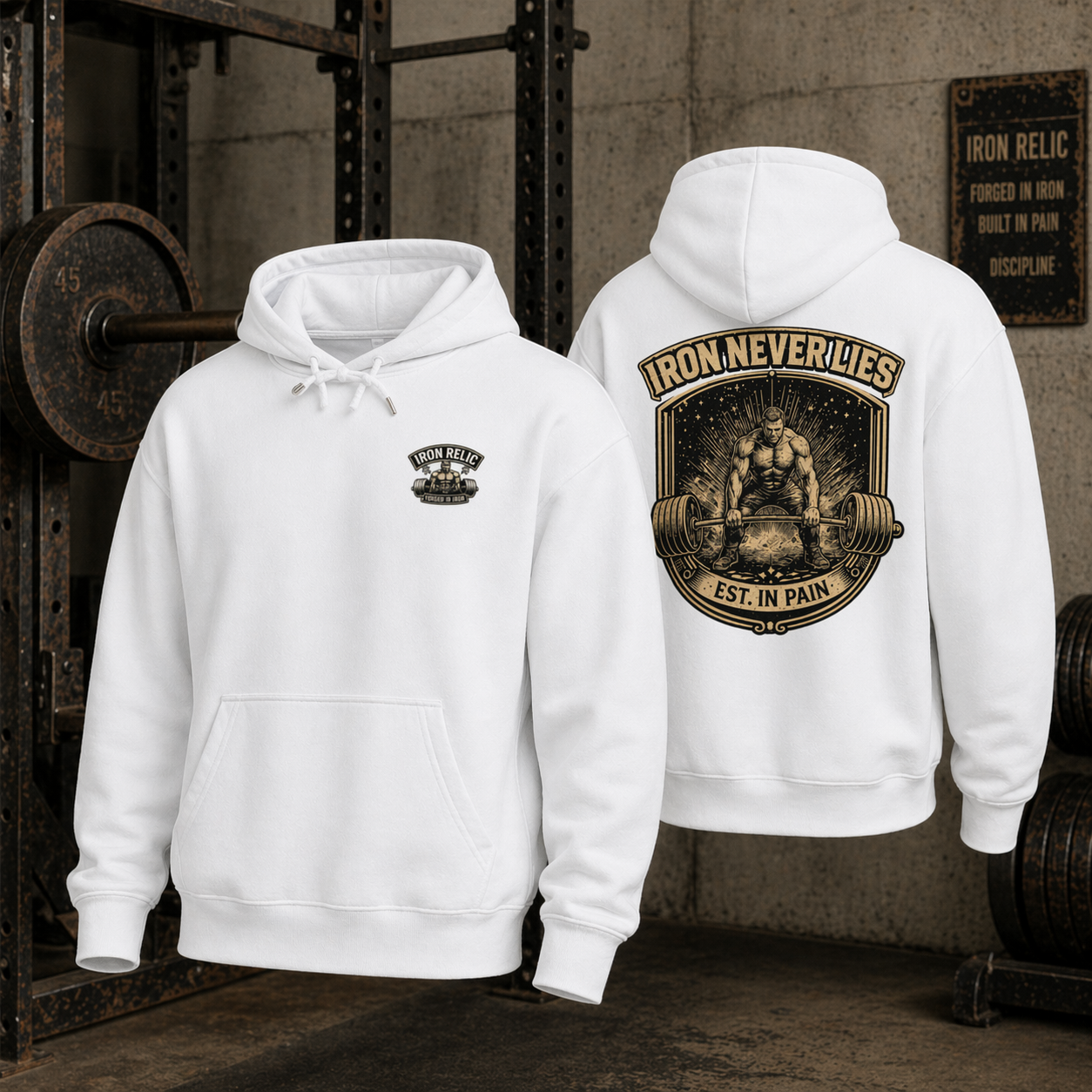 IRON NEVER LIES Hoodie Herren | Oldschool Gymwear