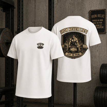 IRON NEVER LIES T-Shirt Herren | Oldschool Gymwear