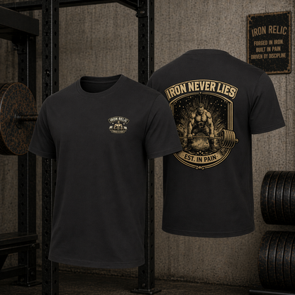 IRON NEVER LIES T-Shirt Herren | Oldschool Gymwear