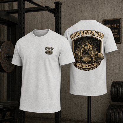 IRON NEVER LIES T-Shirt Herren | Oldschool Gymwear