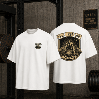 IRON NEVER LIES Oversized T-Shirt Herren | Oldschool Gymwear