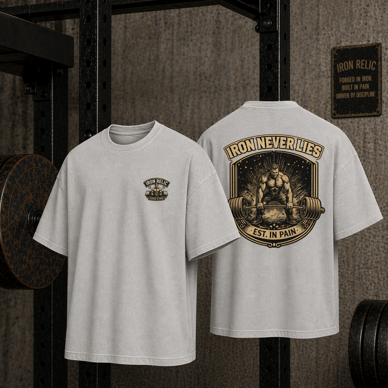 IRON NEVER LIES Oversized T-Shirt Herren | Oldschool Gymwear