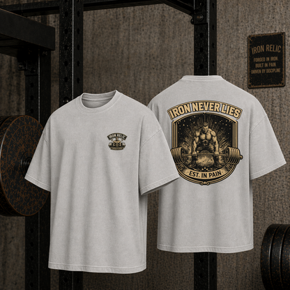 IRON NEVER LIES Oversized T-Shirt Herren | Oldschool Gymwear