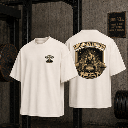 IRON NEVER LIES Oversized T-Shirt Herren | Oldschool Gymwear