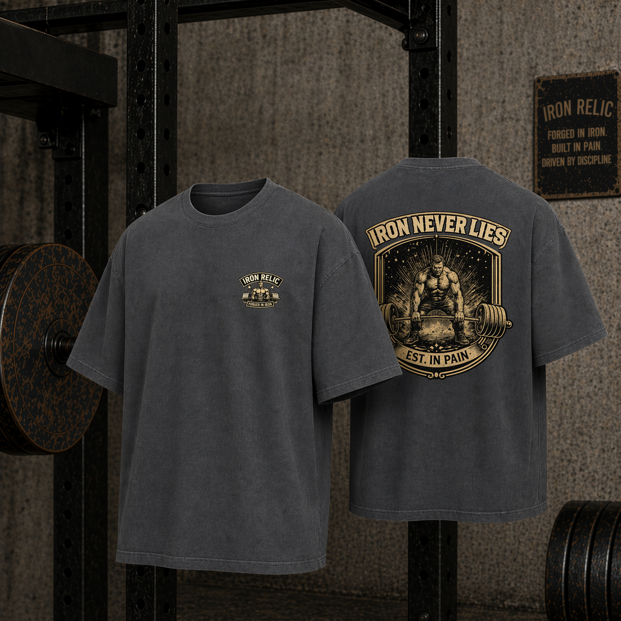 IRON NEVER LIES Oversized T-Shirt Herren | Oldschool Gymwear