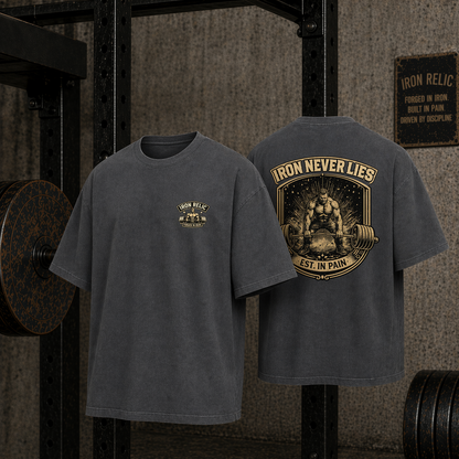 IRON NEVER LIES Oversized T-Shirt Herren | Oldschool Gymwear