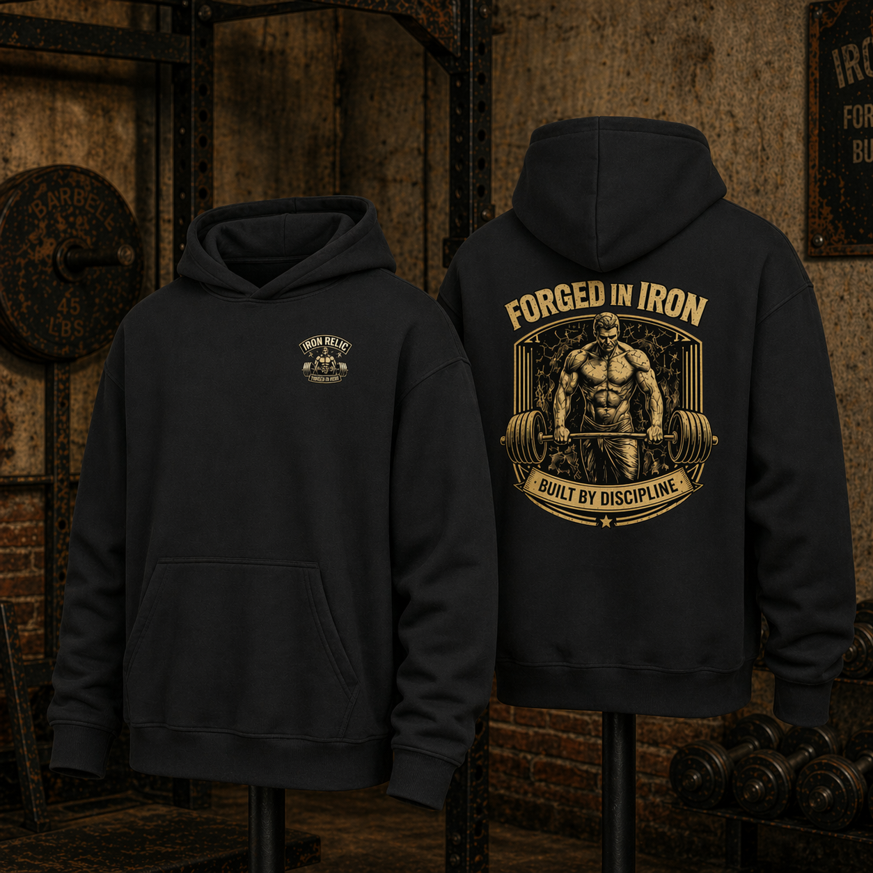 FORGED IN IRON Oversized Hoodie Herren | Oldschool Gymwear