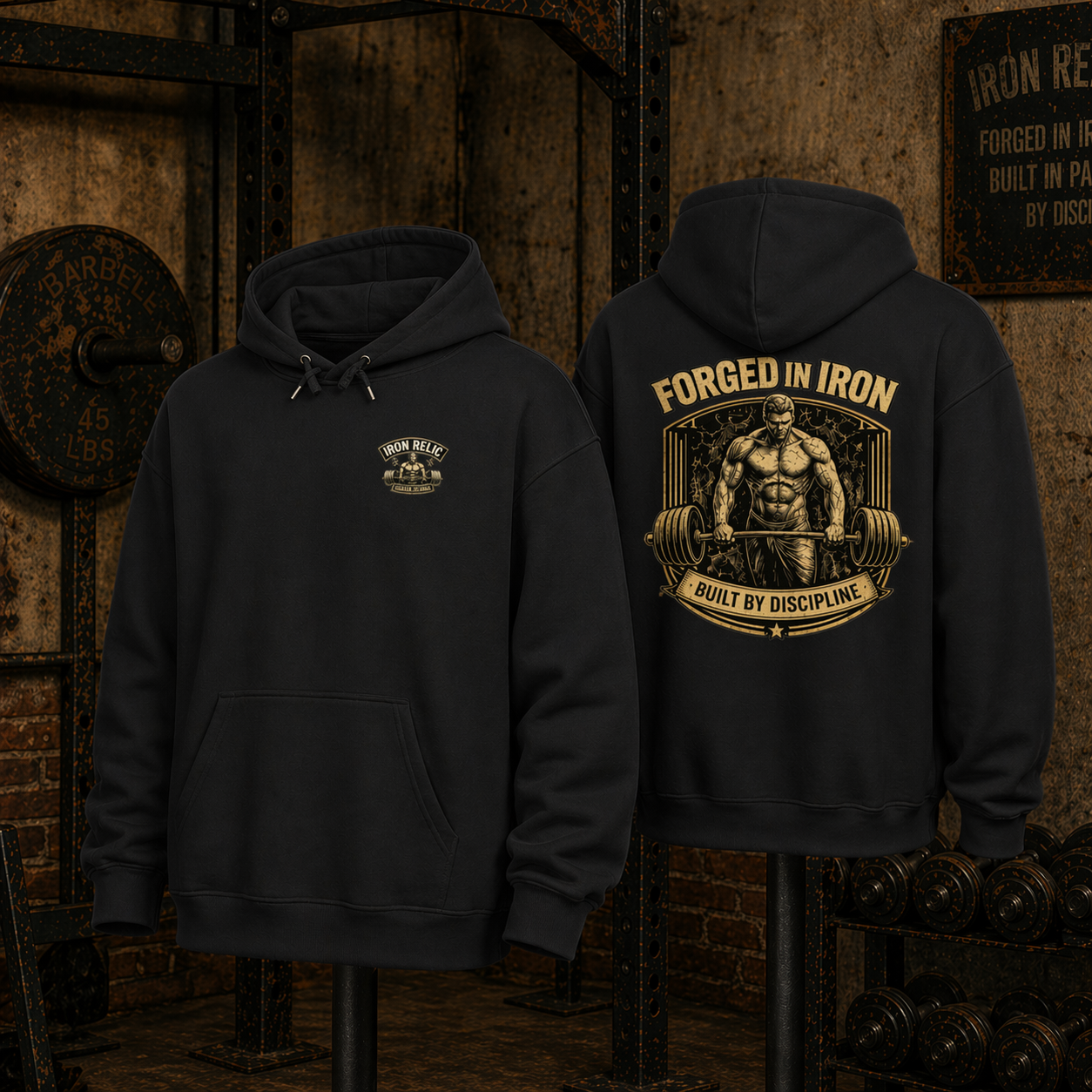 FORGED IN IRON Hoodie Herren | Oldschool Gymwear