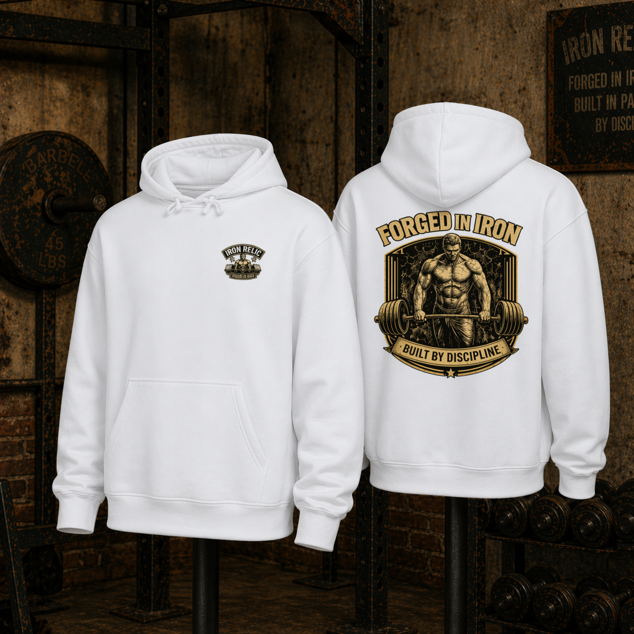 FORGED IN IRON Hoodie Herren | Oldschool Gymwear