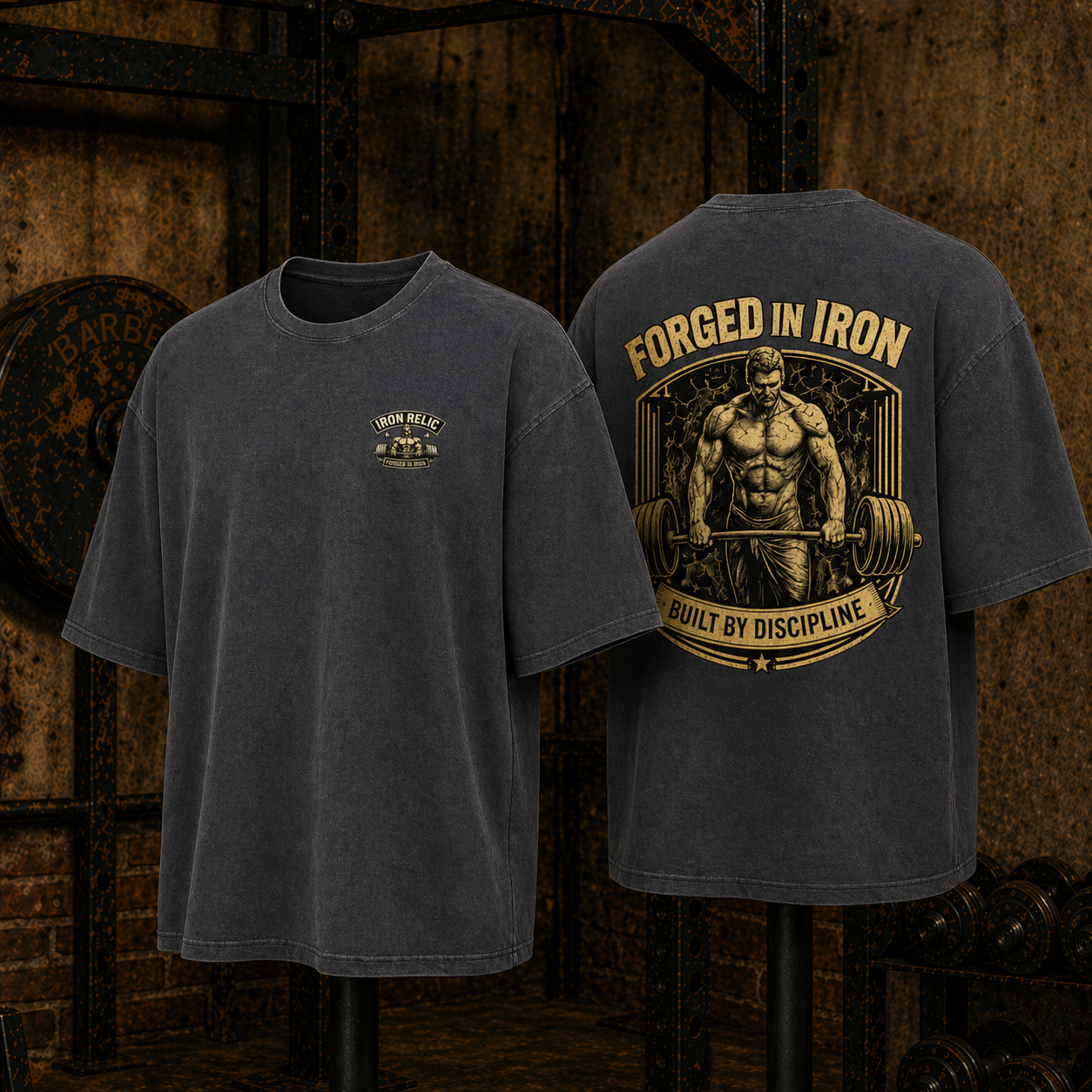 FORGED IN IRON Oversized T-Shirt Herren | Oldschool Gymwear