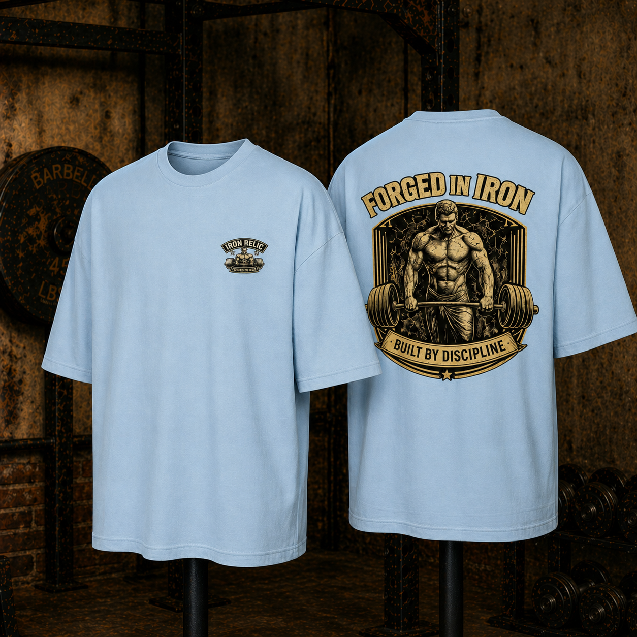 FORGED IN IRON Oversized T-Shirt Herren | Oldschool Gymwear