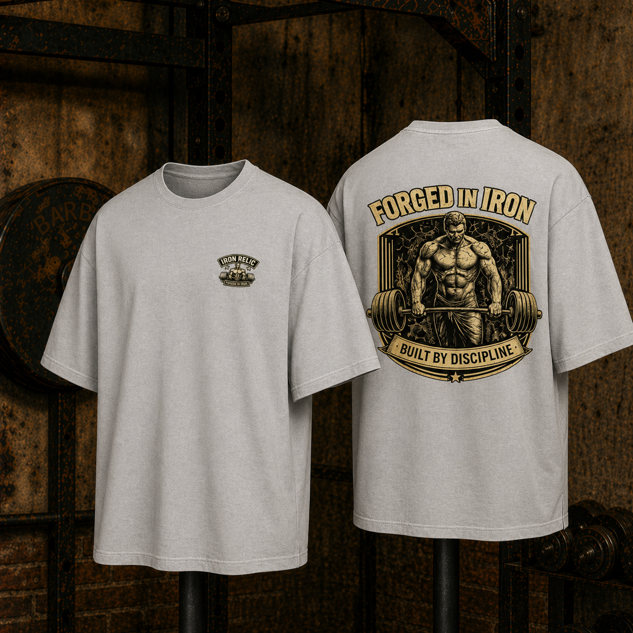 FORGED IN IRON Oversized T-Shirt Herren | Oldschool Gymwear