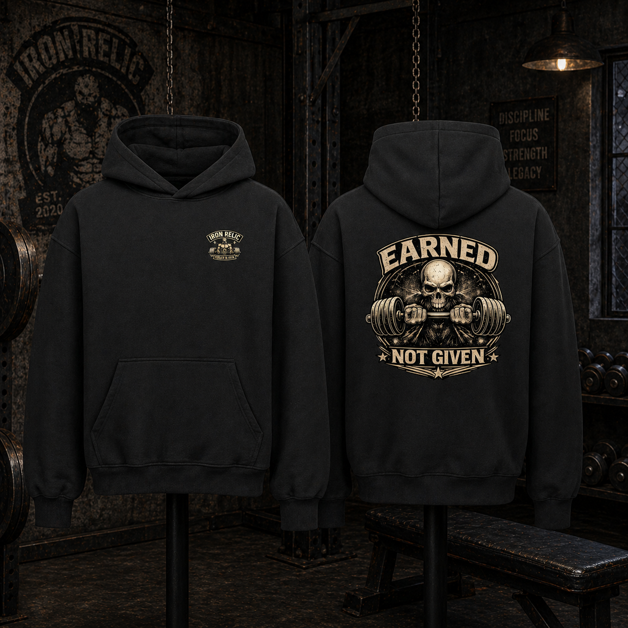 EARNED NOT GIVEN Oversized Hoodie Herren | Oldschool Gymwear