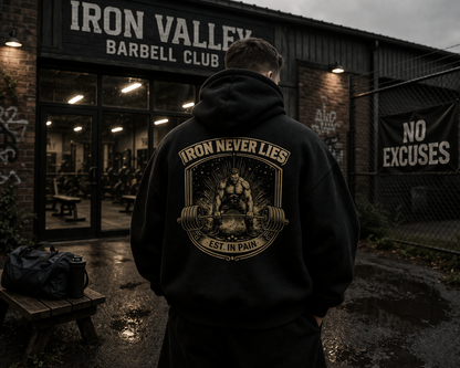 IRON NEVER LIES Oversized Hoodie Herren | Oldschool Gymwear