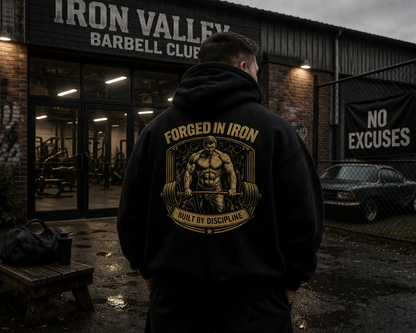 FORGED IN IRON Oversized Hoodie Herren | Oldschool Gymwear