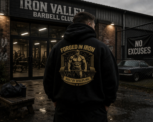 FORGED IN IRON Oversized Hoodie Herren | Oldschool Gymwear