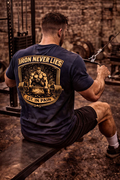 IRON NEVER LIES T-Shirt Herren | Oldschool Gymwear